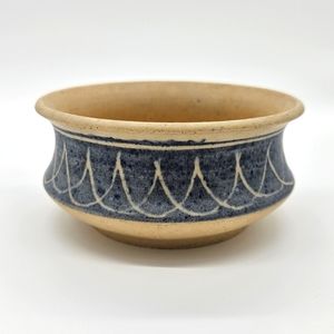 Small Blue Pottery Bowl - Hand Thrown Studio Pottery Signed by Artist